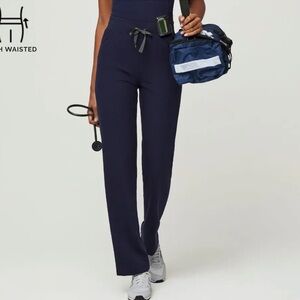 Figs Navy High Waisted Livingston Basic Scrub Pants